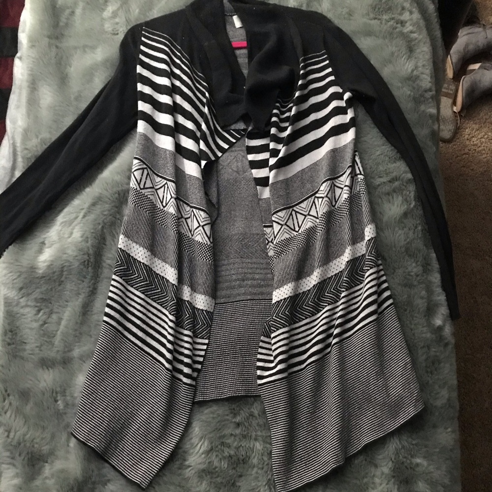 black and white cardigan